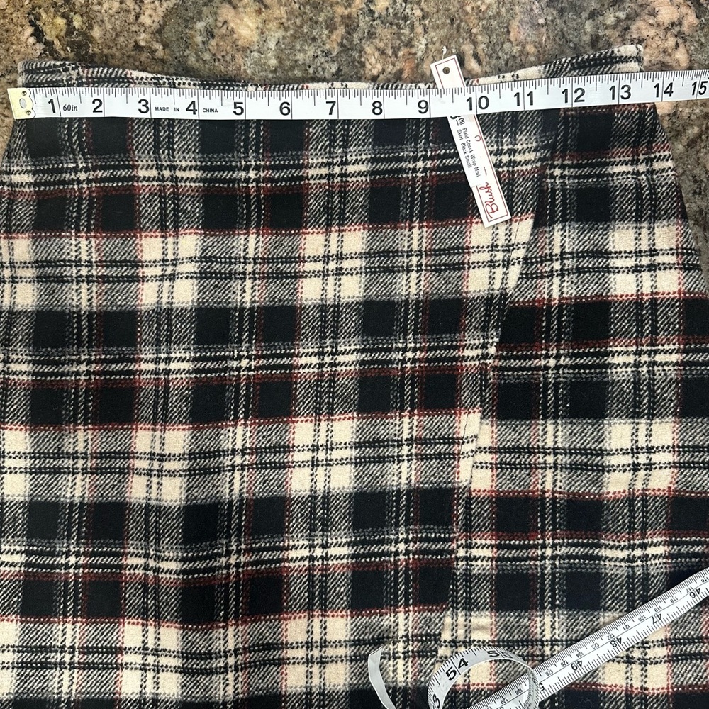 Plaid Check Wrap Mini Skirt - Picture 4 of 7
